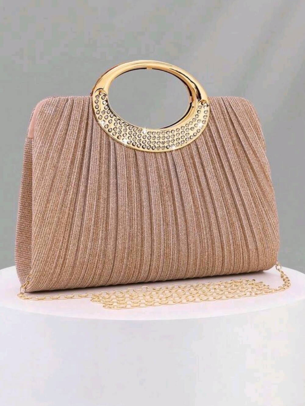 BRAND NEW ** Gold-Accent Pleated Evening Clutch